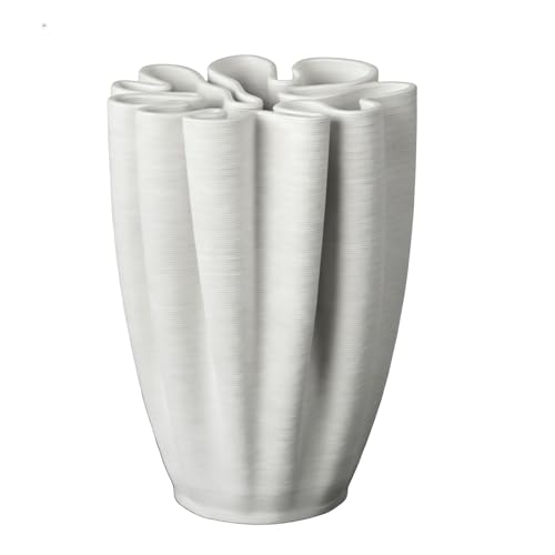 Modern Sculptural Ceramic Vase — Minimalist White Ceramic Boho Artistic Irregular Shape Decorative Vase for Home Decor, Table Centerpiece, Office & Living Room Decoration