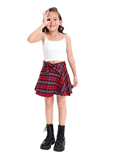 Wdirara Girl's 2 Pack Basic Rib Knit Crop Cami Top Sleeveless Casual Top Black And White 10Y #TOP4