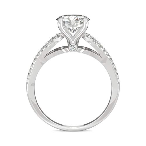 Charles & Colvard 14K White Gold Moissanite 7.5mm Round Engagement Ring, 2.08cttw DEW3