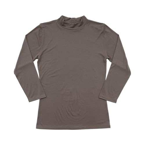 [Airin] クラシック レディース インナー 8分袖 吸湿発熱 あったか肌着 防寒下着 ハイネック ストレッチ プラチナ加工 あったかインナー 婦人肌着 M L 2L チャコール