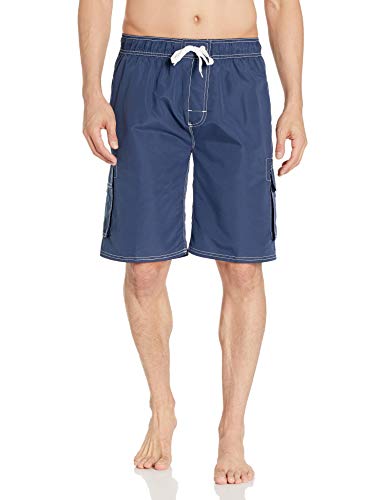 Asbury Threadz Men's Mako Core Performance Elastic Waist Swim Trunk, Navy, Large