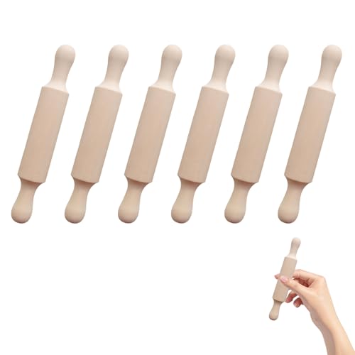 6Pcs Rolling Pin for Baking,Clay Pins,Playdough Wooden Rollers,Fondant Small Roller,Kids Play Mini,Wood Dough Products,Pizza Tools Accessories,Craft Dumpling Housewares Equipment,for Embossed Pastry