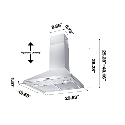 Wall Mount Range Hood 30 Inch With 450 Cfm Stainless Steel Stove Vent Hood For Kitchen With 3 Speed Exhaust Fan Ducted And Ductless Convertible Cas75206P #TOP1