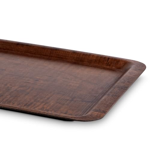 Image of Freelance Nature Kraft Serving Tray Chestnut, 24x34 cm, Rectangle, Non-Slip Surface, Decorative Anti-Skid Kitchen & Dining /Coffee Table Trays for Breakfast /Food /Tea - Brown, Made in Europe