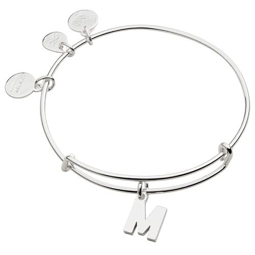 Image of Alex and Ani Expandable Bangle for Women, Initials A to Z Letter Charms, Shiny Finish, 2 to 3.5 in