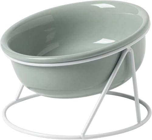 KOKUMON 猫用フードボウル、セラミック、食事用、頸部保護、犬用、フードと水付き、猫と犬用のペットフードボウル、外部アクセス付き、ペットボウル、洗える、猫用フードボウル