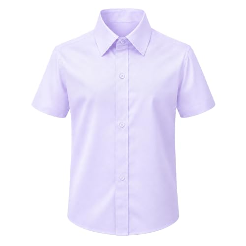 Image of Lilax Boys Classic Short Sleeve Button Down Casual Solid Dress Shirt