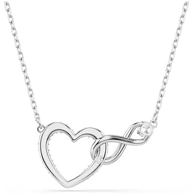 Swarovski Hyperbola Pendant, Heart And Infinity, Clear, Rhodium Finished