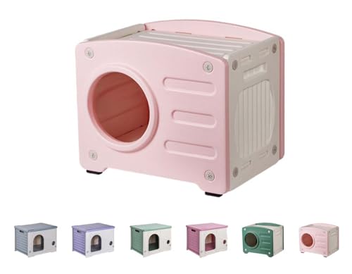 Gtzbciv猫小屋 キャットハウス 可愛い 組立式 猫 ベッド 安心安全 温かい ペットハウス プラスチック製 オシャレ感 小型犬小屋 防風 通気性 耐重 さびない 夏冬用 組立簡単 洗えるド 家庭/室内用 (ピンク(タイプA),猫の巣)