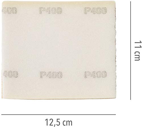 bianco Shabby® Glaspapier Professionelles Korund mit Fingerschutzschwamm - 10 Meter Rolle geschnitten (Körnung 400 g)