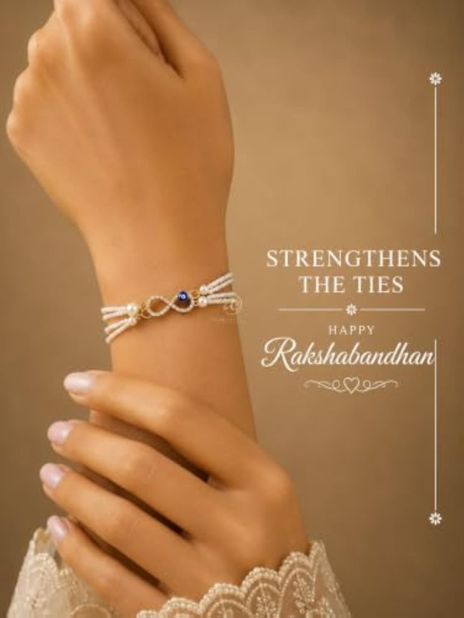 Infinity Evil Eye Couple Rakhi & Pearl Bracelet Lumba Combo