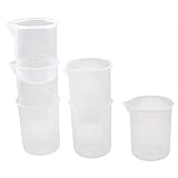Capacidad: 50 ml 8 Vasos Medidores, Cacitos Dosificadores de Plástico Reutilizables con Escala, Resistentes al Calor, para Cocina o Laboratorio, 50 ml