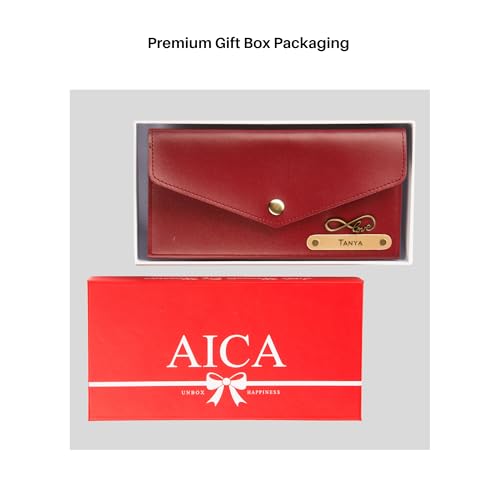 Image of AICA Personalized Name & Charm Leather Womens Wallet (Wine) | Customized Gifts for Women Girls | Gifts for Women | Wallet for Woman | Diwali Gifts | Wallet for Women | Corporate Gifts for Staff