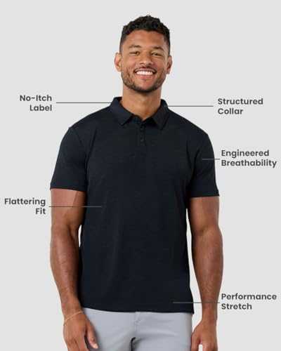 INTO THE AM Performance Dri Fit Polo Shirts for Men S-4XL - Quick Dry Moisture Wicking Athletic Sport Collar Work Shirts3