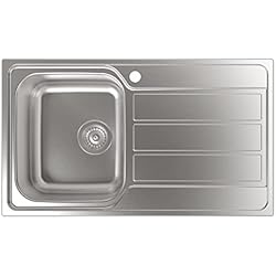 Fregadero Cuadrado Con Escurridor Cata | Fregadero de Cocina Sobre encimera | Cubeta Cuadrada con Escurridor | Modelo CDP-1 ED |Instalación en Mueble de 45 cm | Profundidad de 18 cm | Acero Inoxidable