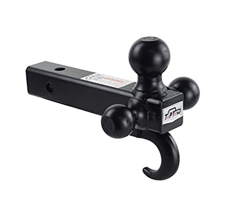 Toptow Trailer Tri Ball Hitch With Hook Black And Hitch Lock Class V #TOP1
