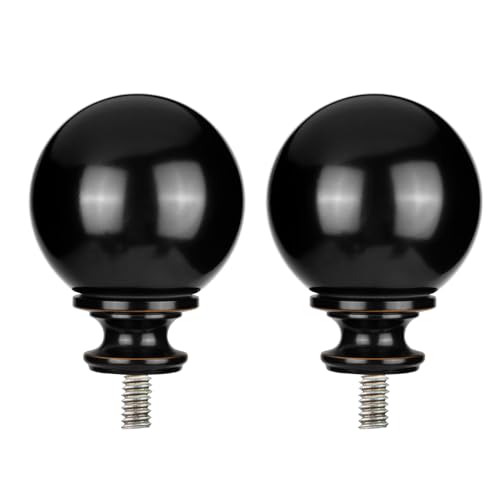 KAMANINA Black Round Replacement Finials for 7/8 and 3/4 Inch Curtain rods, M6 Screw Rod Finials...