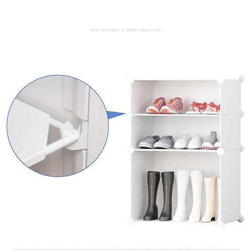 Image of AYSIS 𝟏𝟐 𝐒𝐡𝐞𝐥𝐟 DIY Shoe Rack Box Organizer | Multi-Purpose Plastic Shoe Rack for Home | Home Storage Shoe Rack with Door for Entryway, Chappal Slipper Sandals Shoe Stand【White, 12-Shelf-6-Door】