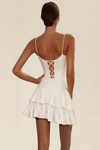 Strapless Homecoming Dresses Short Ruffles Tiered Satin Formal Prom Party Dress with Straps2