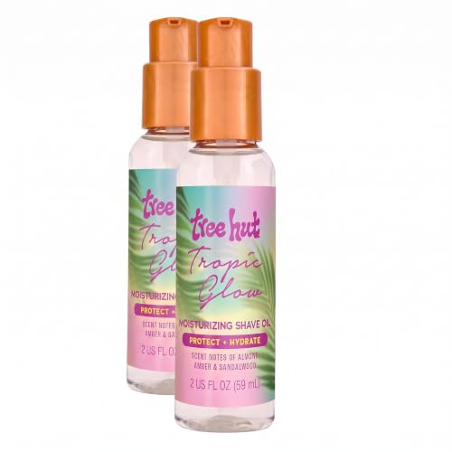 Tree Hut Mini Tropic Glow Moisturizing Shave Oil, 2 fl oz, Gel-to-Oil Formula, Ultra Hydrating Barrier for a Close, Smooth Shave, for all Skin Types (Pack of 2)