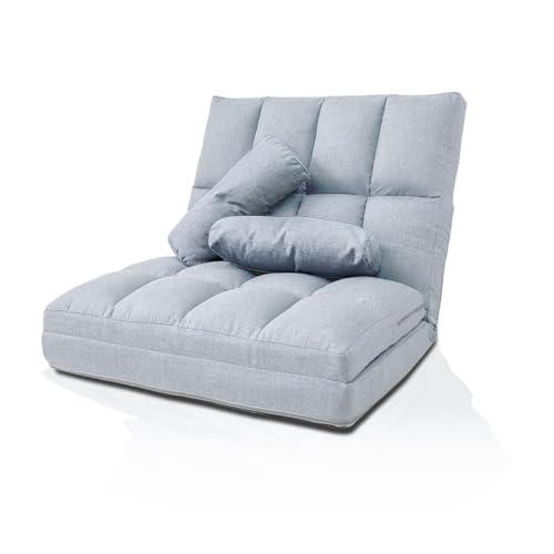 WEIMALL ソファーベッド 1人掛け 2人掛け ロータイプ 幅90cm 3WAY 座椅子 折り畳み 14段階リクライニング ソファ ベッド カウチ クッション付き 日本製ギア 一人暮らし 新生活 (グレー) RSB90GY