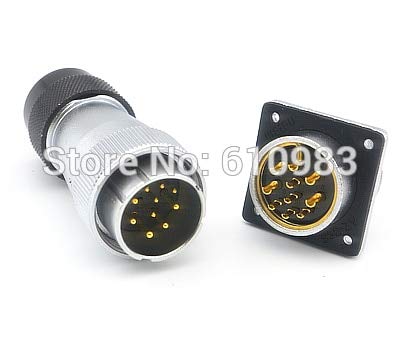 Gimax 32mm 10Pin Panel Mount Socket Receptacle to 10 Pin Plug Aviation Connector