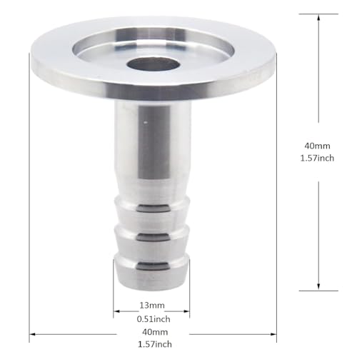 Image of QiiMii KF25 Flange to 13 mm Rubber Hose Barb Adapter Fitting 304 Stainless Steel for Vacuum