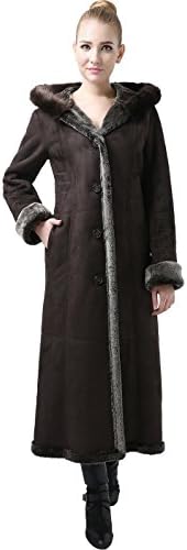 BGSD Women's Pauline Hooded Faux Shearling Maxi Walking Coat Chocolate Light Brown Medium