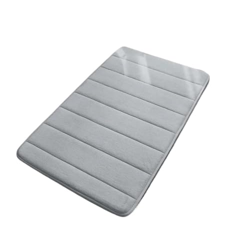 Juego de alfombrillas de baño antideslizantes de espuma viscoelástica de terciopelo coral gris para baño, dormitorio, sala de estar, alfombra suave absorbente de agua, 4 unidades (50 x 80 cm)