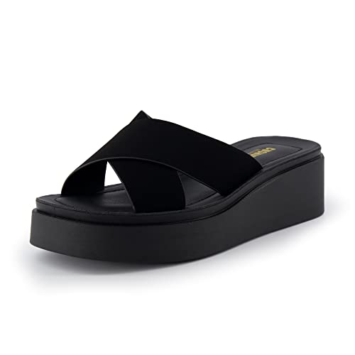 CUSHIONAIRE Women's Pepe crossband platform sandal with +Memory Foam