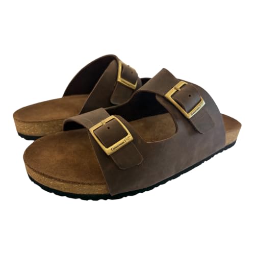 Image of Heritage - Premium Leather Two-Strap Comfort Sandal | Genuine Leather | Brown | UK 4-9 (EU 37-43)