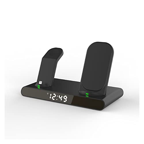 Cargador Inalambrico, 3 en 1 estación de Carga por inducción for Reloj teléfono 15W Cargador inalámbrico rápido Reloj(Nero)