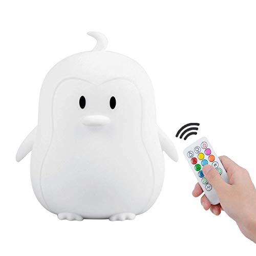 Image of Night Light for Kids Silicone Penguin Night Light 9 Colors Baby Light Bedside Lamp Rechargeable Remote LED Children Night Light for Toddlers /Boys /Girls /Adults /Bedroom /Bathroom /Outdoor