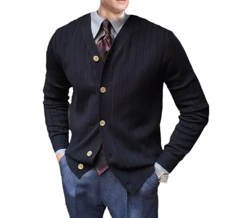 Men's Knit Cardigan Slim Fit V-Neck Button Sweater for Casual and Office Looks