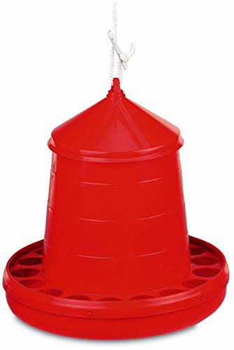 Mangiatoia Per Galline Da 8 Kg Con Corda Per Appendere – Fori Anti Spreco, Diametro 37 Cm, Altezza 37 Cm, In Plastica Resistente