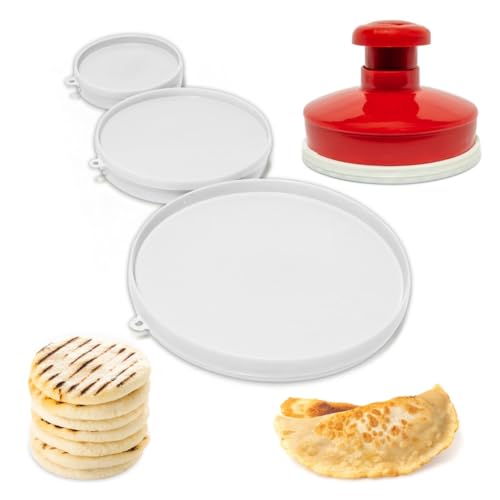 Molde para Arepas Colombianas + Prensa para Arepas Grande (5.7 in) – Combo Kit with 3 Molds (5.9