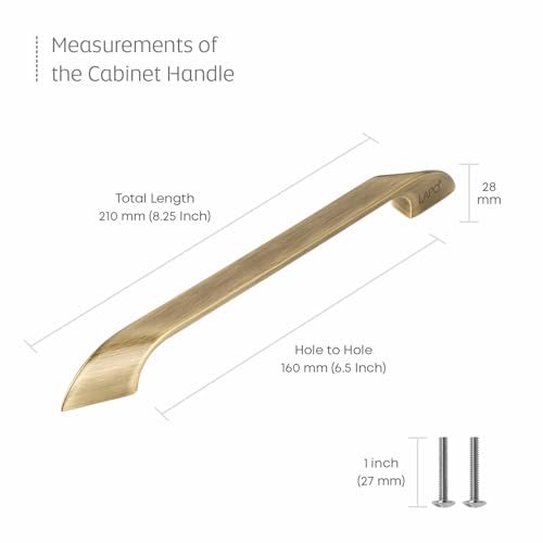Image of LAPO 6 Inch Kitchen Cabinet & Pull Handles | Antique Finish | Hole to Hole 16 cm | Comfortable Grip Design| Suitable for Drawers, Cupboards and Kitchens | 3 Year Warranty | Pack of 10