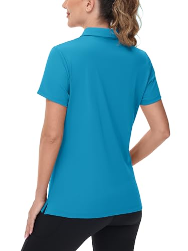 Image of TACVASEN Women's V-Neck Polo Shirts UPF 50+ Short Sleeve Sun Protection Quick Dry Golf Polos Collared Shirt