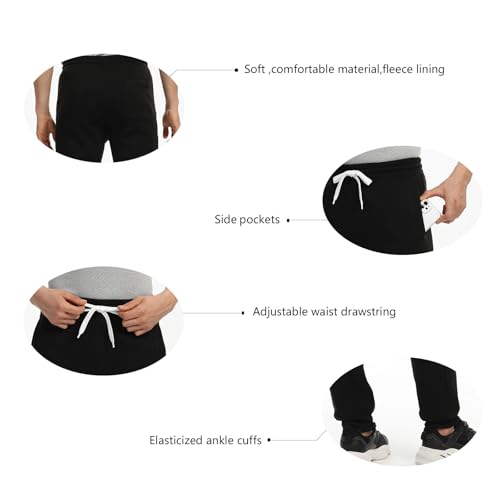 Mens Joggers Sweatpants,3 Pack Fleece Sweat Pants with Pockets/Zipper Pockets Athletic Workout Gym Joggers for Men4