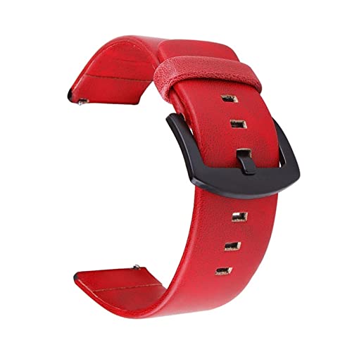 DSGVFNE Bandoues de montre en cuir 18 mm 20 22 24 épingles libération noires Brown Women Men Hommes Watch Strap Belt With Black Buckle(Red,20mm)