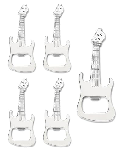HSIXHAF 5 PCS Apribottiglie per Birra a Forma di Chitarra,Portachiavi Apribottiglie Apribottiglie Birra Confezione Regalo Uomo Regali apribottiglie da Bar,in Metallo, Regali dei Membri della Band