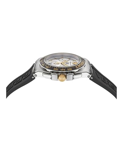 Versace Greca Extreme Chrono Collection Luxury Mens Watch Timepieces with a Black Strap featuring a Stainless Steel Case and a Silver Dial2