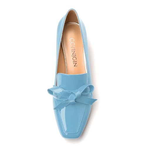 Image of Womens Loafer with Heel, Comfortable Chunky Heels for Women, Loafers Shoes with Bowknot Womens Bunion Dress Shoes