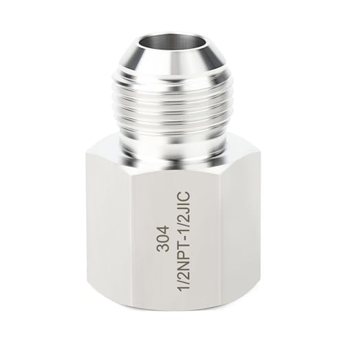 Image of TAISHER 2PCS Forging of 304 Stainless Steel JIC Flare Tube Fittings, 1 /2 inch JIC Male x 1 /2 inch NPT Female, Half Union