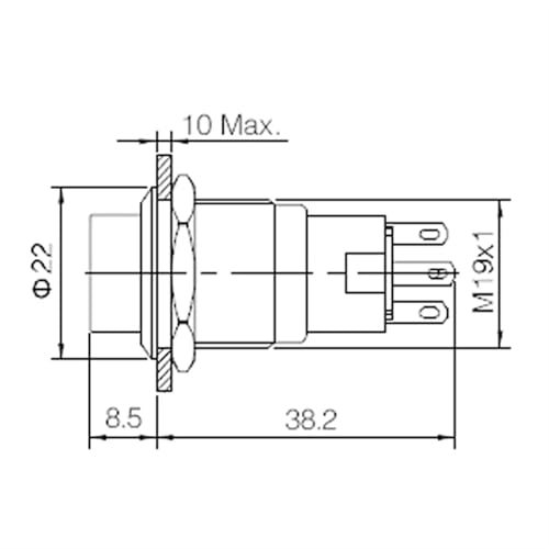 Interrupteur bouton poussoir de commande 19mm pour tableau de bord auto et bateau 12V - 6