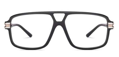 Image of Lenskart Studio Hip Hop Ft. Divine | Full Rim Square Zero Power Bluecut & Antiglare Computer Eyeglasses For Eye Protection And Strain | Men & Women | Large | LK E000086
