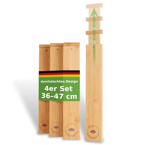 DeinKaufladen.com Schubladentrenner verstellbar aus Bambus – Schubladen Organizer Holz & Schubladenteiler für optimale Ordnung – Schubladen Trenner für Schubladen (36-47cm)