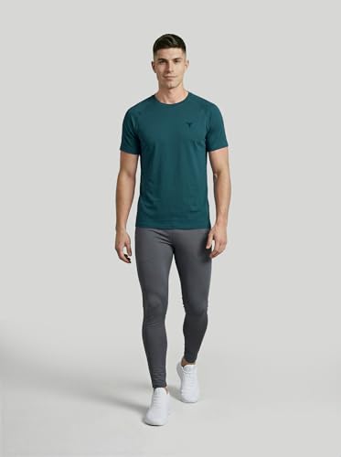 Image of TECHNOSPORT Men's Solid T-Shirt COTFLEX Quick Dry Slim Fit Round Neck Sports Tee for Gym Running Casual Wear UPF50+ Anti Odour