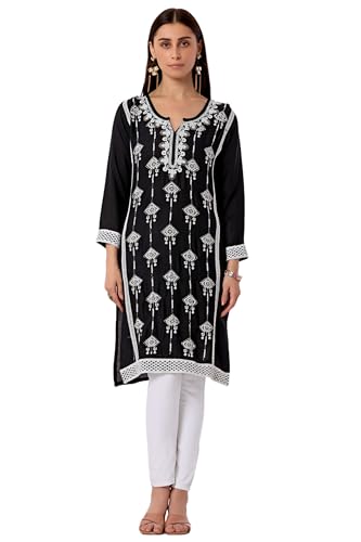 Image of Sidhidata Women's Rayon Sequence & Beads Embroidered Kurti (Kurti Beads)