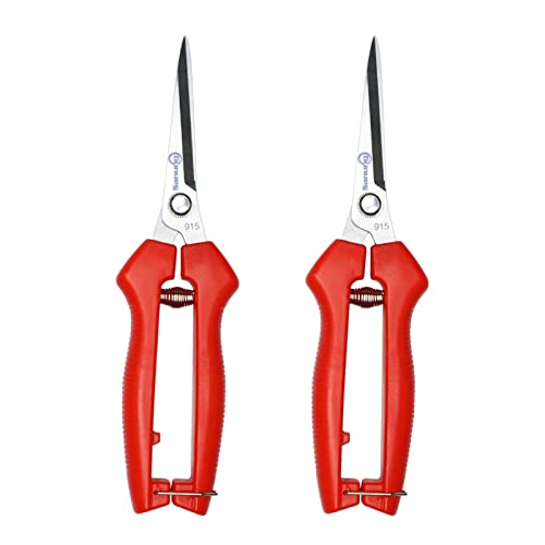 Sanung 2 Pack Pruning Shears – Straight Stainless Steel Hand Pruner Garden Trimmer Scissors Clippers With PVC Handle Safety Lock for Gardening Tree Trimming